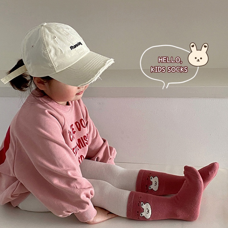Set 4 đôi tất cotton KOKOROCARE MSW-36 họa tiết hoạt hình dễ thương cỡ S-XL cho bé gái 1-12 tuổi