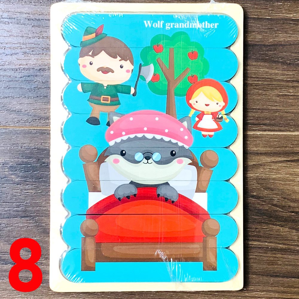 Trọn Bộ 15 Tranh Ghép Bằng Gỗ Domino 2 Mặt Hình Que Kem Thương Hiệu Benrikids Dành Cho Bé