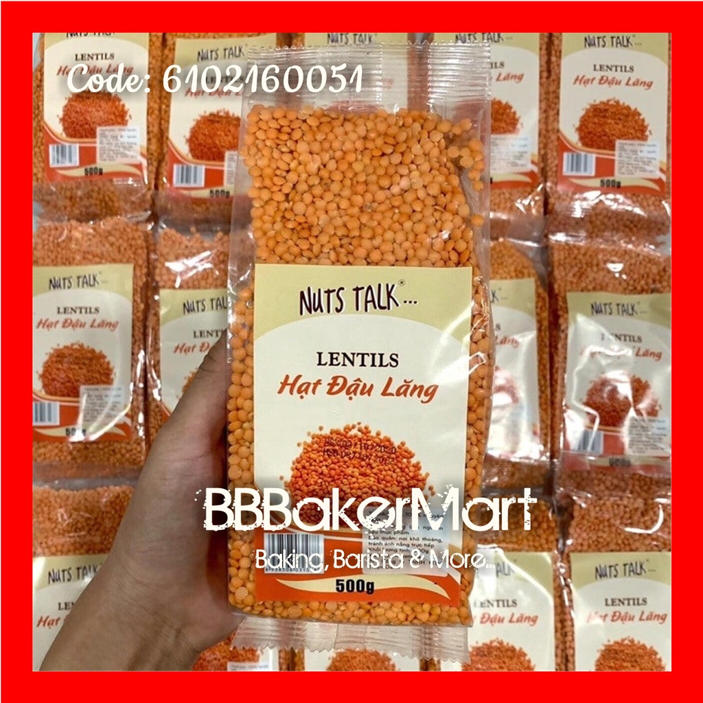 Hạt ĐẬU LĂNG ĐỎ Lentils hiệu NUTS TALK - 1 gói 500gr