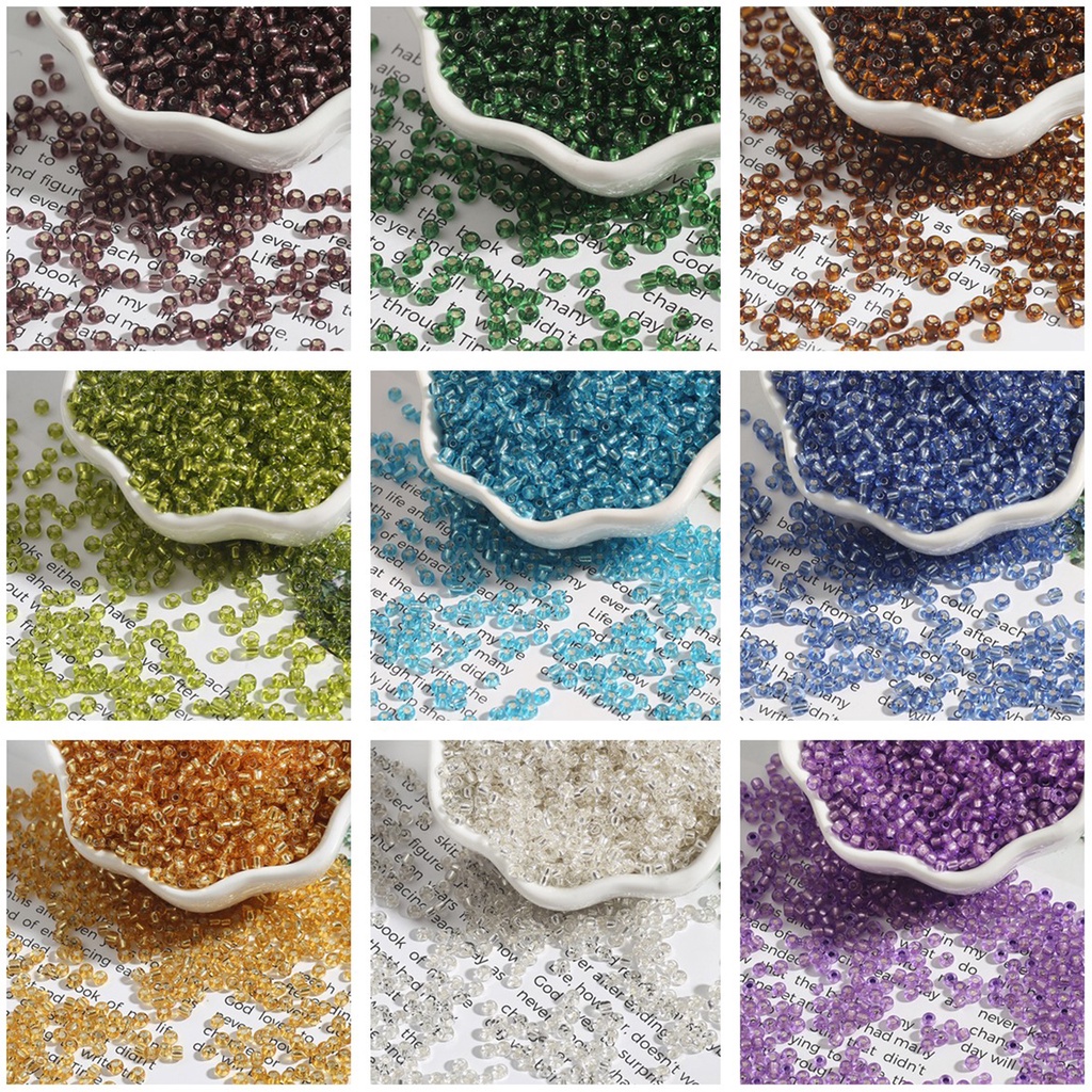 Chuỗi Hạt Thủy Tinh Màu Bạc 2mm Dùng Làm Trang Sức diy