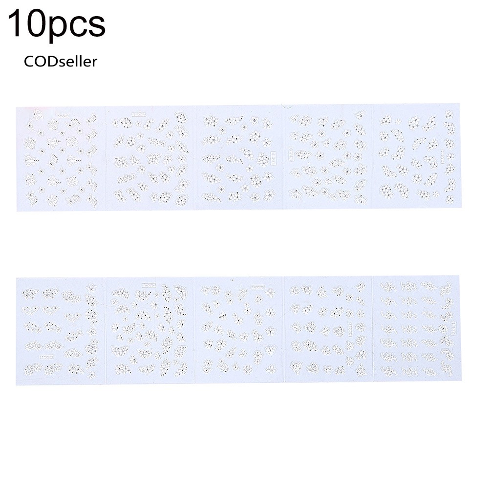 Set 10 Sờ Sticker Trang Trí Móng Họa Tiết Hoa 3d Đẹp Mắt Diy