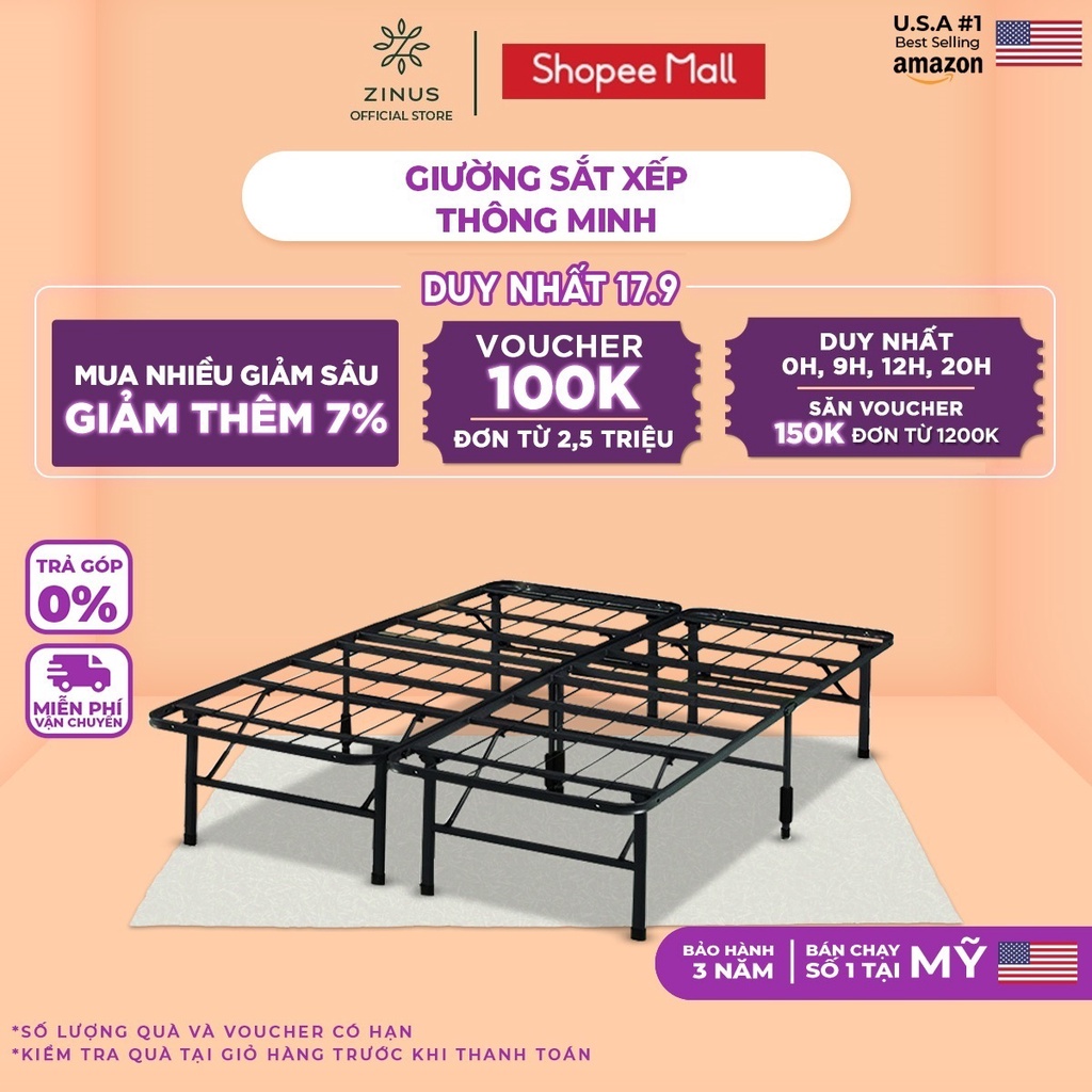 Giường Sắt Xếp Thông Minh Zinus Smart Base
