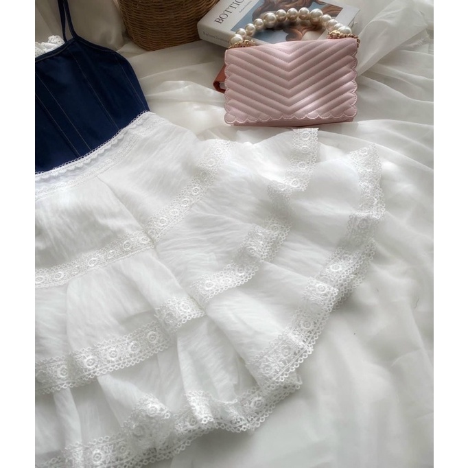 SET ÁO JEAN + CV TRẮNG VIỀN REN