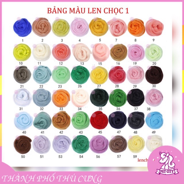 Bảng màu len chọc - Nguyên liệu len chọc