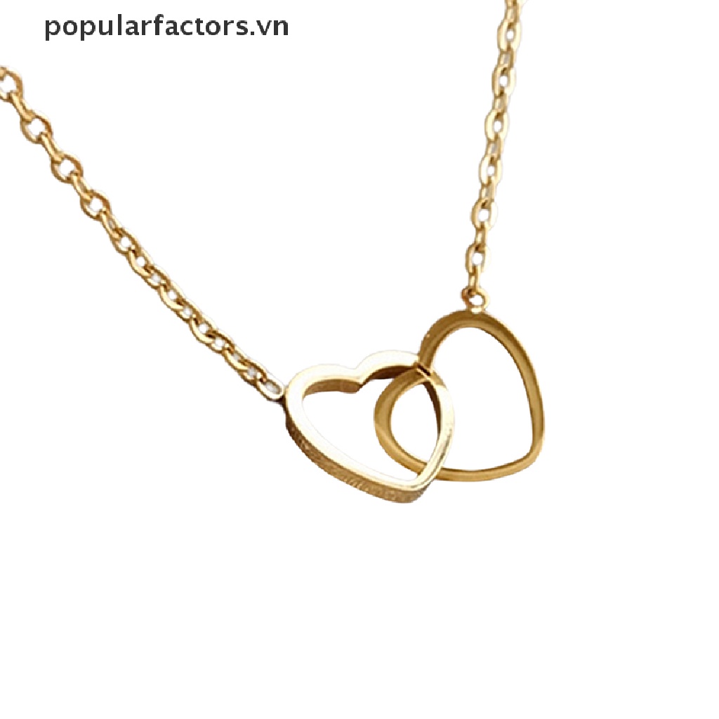 Vòng cổ Mặt Hình Trái Tim Đôi Bằng Thép Không Gỉ