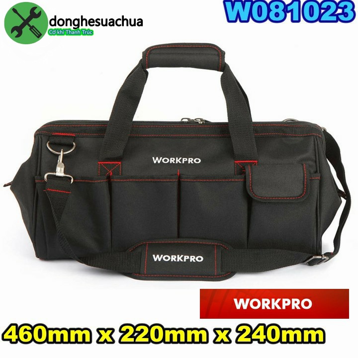 Túi đồ nghề WORKPRO W081023 loại 18 inch màu đen 460mm x 220mm x 240mm