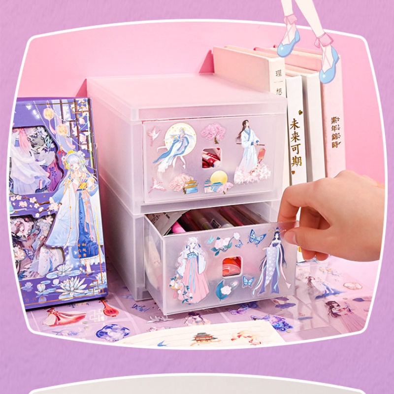 Set 100 Miếng Dán Trong Suốt Họa Tiết Hai Chiều Dùng Trang Trí