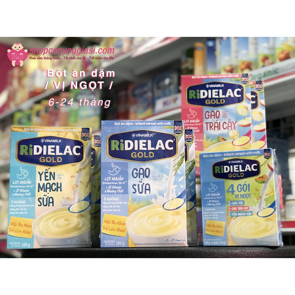 Bột ăn dặm Ridielac 4 gói 3 vị ngọt 200g