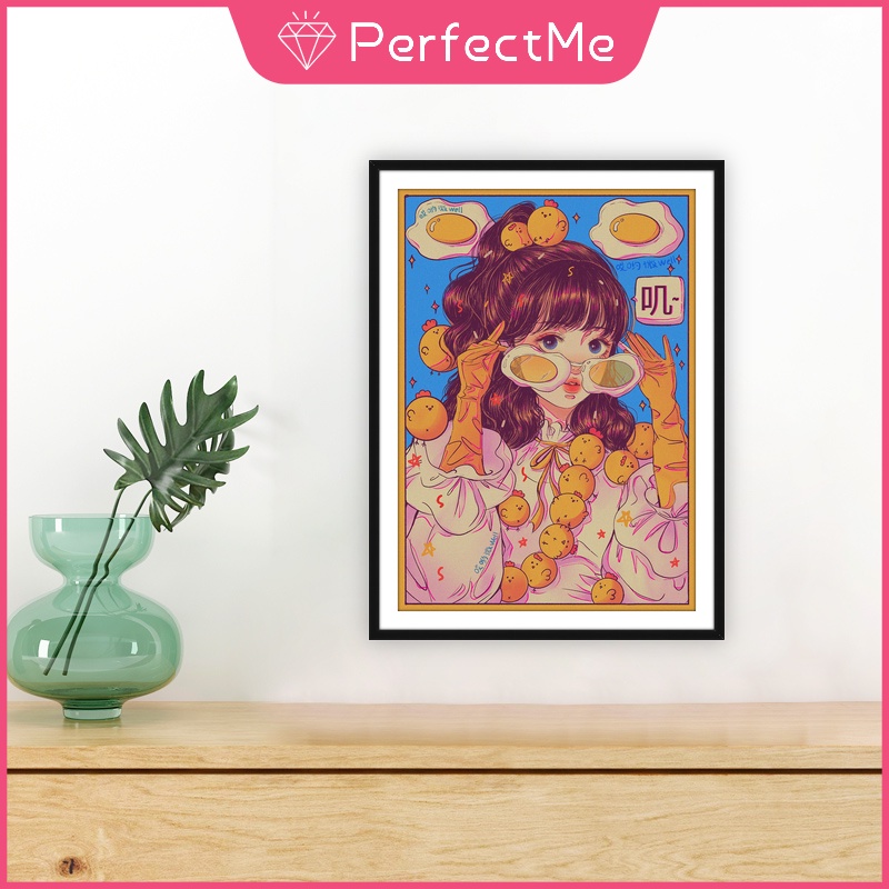 Bộ Tranh Đính Đá Tự Làm 30X40cm Hình Cô Gái Hoạt Hình Đáng Yêu Kèm Phụ Kiện