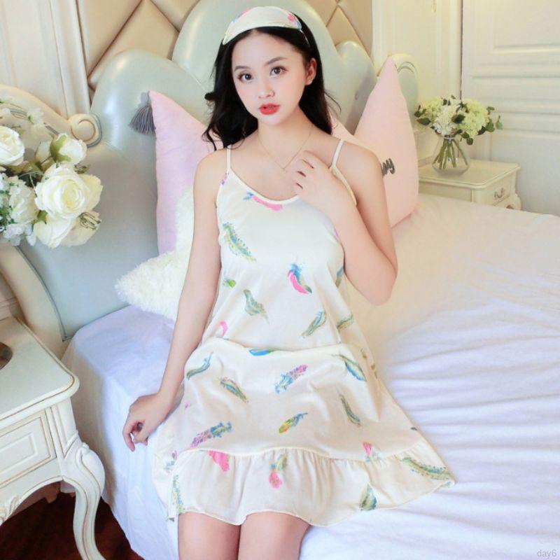 Đầm Ngủ Hai Dây In Họa Tiết Nhiều Màu Thời Trang Cho Nữ
