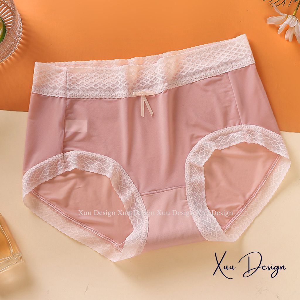 Quần lót nữ Wexuu Design vải su lạnh cao cấp, tông màu pastel phối viền ren ngọt ngào nữ tính -QC118