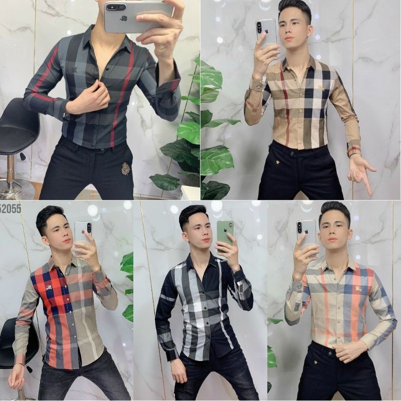 Áo sơ mi nam dài tay BBR , Caro Kẻ Sọc nhiều màu , Dáng Ôm