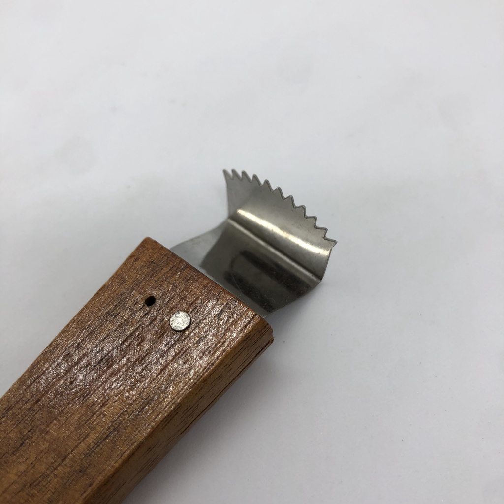 Nạo dừa 2 đầu cán cầm gỗ bằng đầu thép không gỉ cao cấp