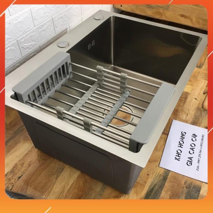 Chậu rửa chén bát 1 hố đúc 60x45cm ngăn đáy vuông chất liệu Inox 304 có bộ xả chống hôi tuyệt đối