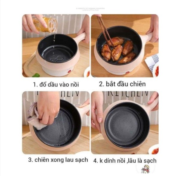 (1611)[FREESHIP❤️] Nồi Lẩu Mini Điện 2 TẦNG CAO CẤP CHỐNG DÍNH, HẤP, RÁN,CHIÊN