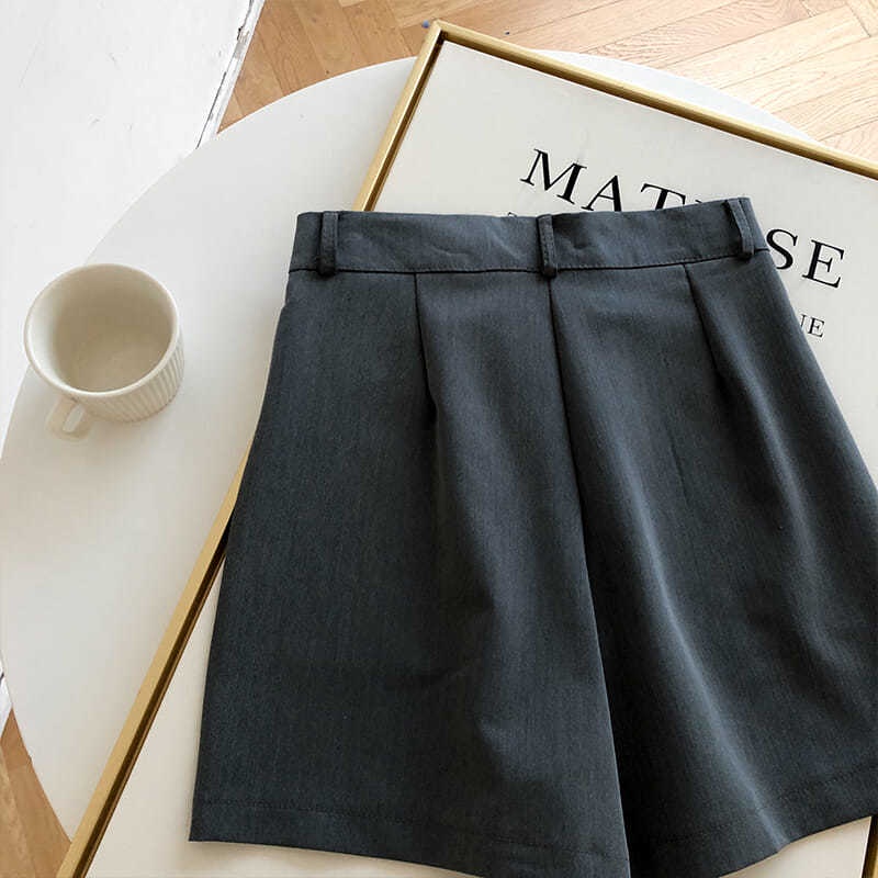 COZOKC COZOK Quần Đùi Lưng Cao Ống Rộng Kiểu Dáng Hàn Quốc Hợp Thời Trang