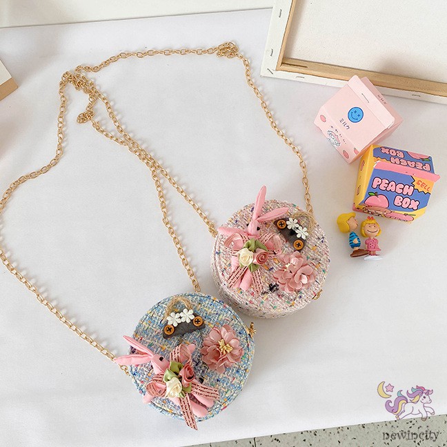 Túi Đeo Chéo Trang Trí Hoa Đáng Yêu Cho Bé Gái