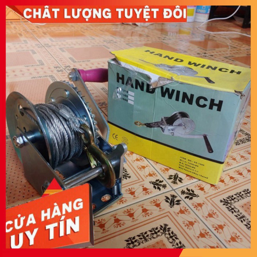 Tời Quay Tay 1200 LBS Tải Trọng 500 Kg Có Cáp Móc 10 Mét Liên Sơn Kho Sài Gòn