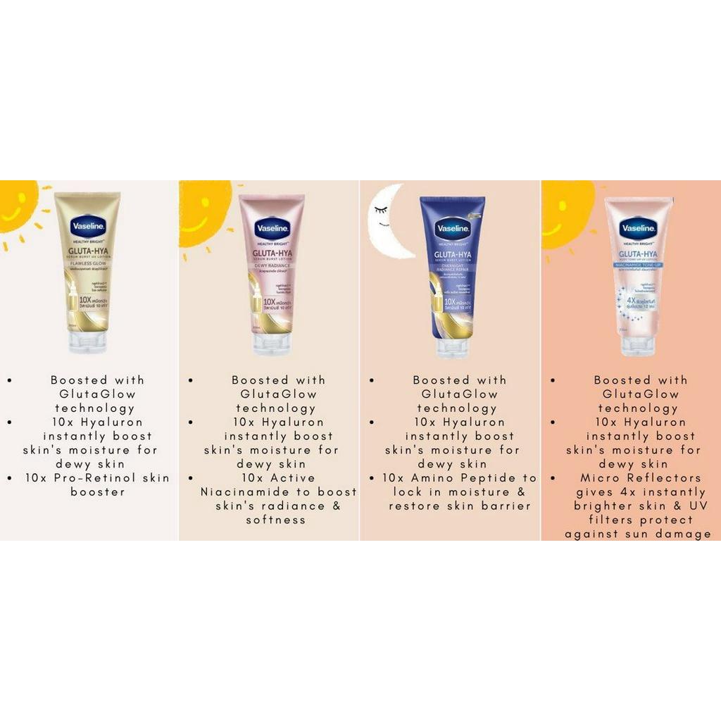 Sữa dưỡng thể trắng da, mờ thâm đều màu da Vaseline Healthy Bright Gluta-Hya Serum Burst 300ML
