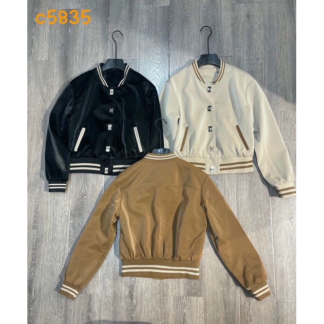 Áo da nhung in chữ chìm dáng bom  hàng QCL1