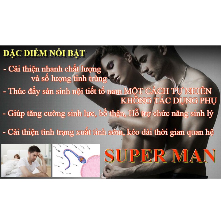 Super-Man 1h G&amp;P France – Giúp bổ thận tráng dương, tăng cường sinh lý, tăng hormone nam, ngừa mãn dục sớm Superman GP