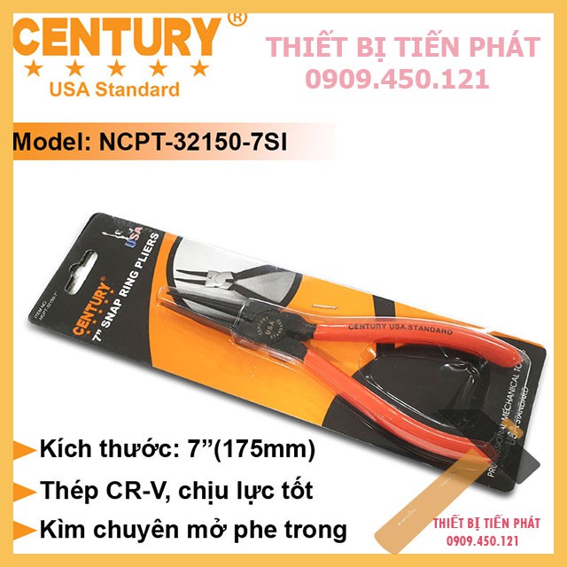 Kềm Mở Phe, Kìm Mở Phe 7&quot; (175mm), 9'' (225mm), 13'' (325mm) Vô Thẳng CENTURY - NCPT-32150-7SI Bằng thép Tốt.