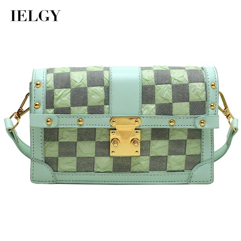 IELGY Túi Đeo Chéo Hình Vuông Cỡ Nhỏ Họa Tiết Kẻ Sọc Thời Trang Cho Nữ
