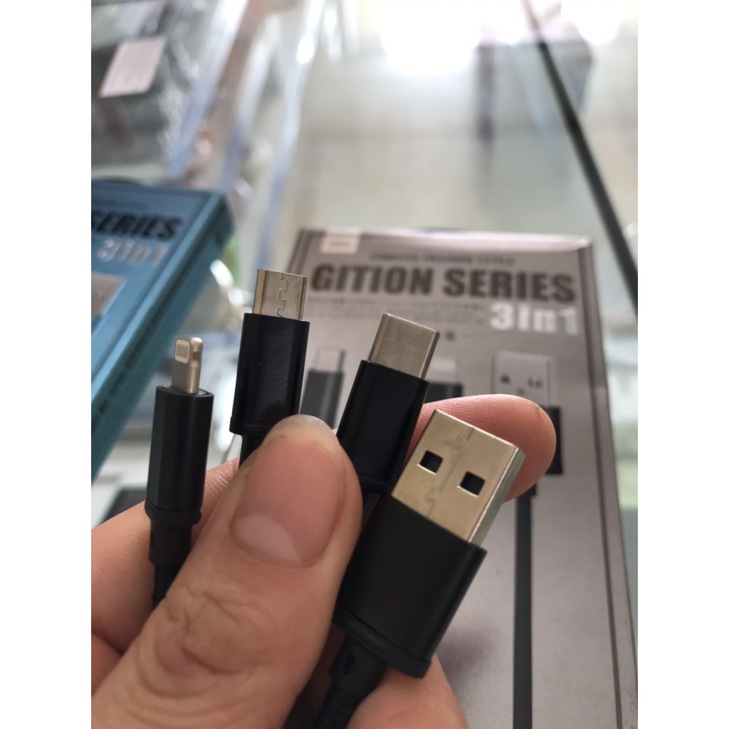 Dây cáp sạc remax nhiều cổng sạc USB micro type C lightning 3 trong 1 cho điện thoại iPhone Samsung Huawei dài 1.2M ( Gí