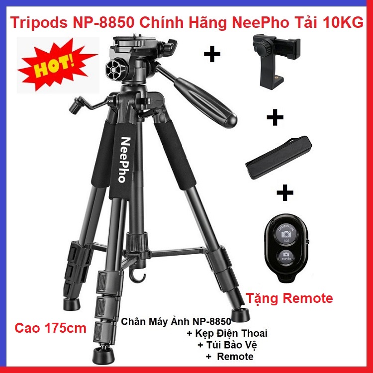 Chân Đỡ Điện Thoại 3 Chân, Tripod Máy Ảnh, Tặng Remote, Máy Quay Camera Chuyên Nghiệp, Tripods NP-8850 Chính Hãng NeePho