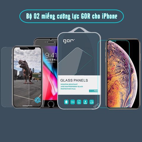 Bộ 2 kính cường lực Gor cho iPhone 13 Pro Max, 12, 11 Pro Max, XS Max, XR, XS, SE 2020, 7plus, 8 Plus, 7G, 8G, 6 Plus,6G