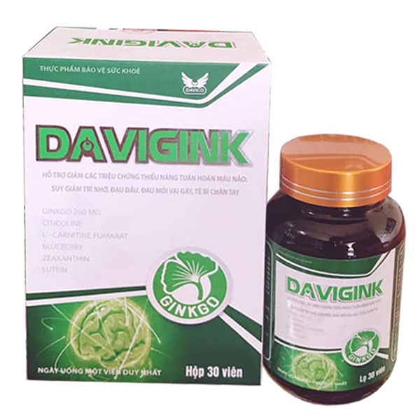 Davigink - hỗ trợ hoạt huyết, tan các hạt máu đông, giúp lưu thông khí huyết, cải thiện trí não