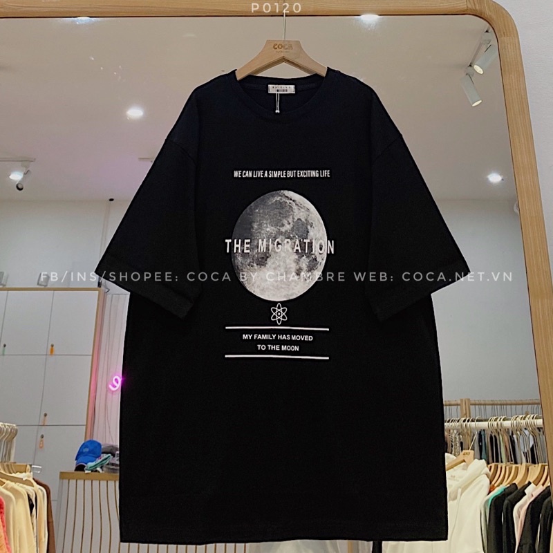 [P0120] Áo thun áo phông UNISEX mặt trăng THE MIGRATION form rộng vải cotton dày dặn (Có sẵn/ảnh thật)