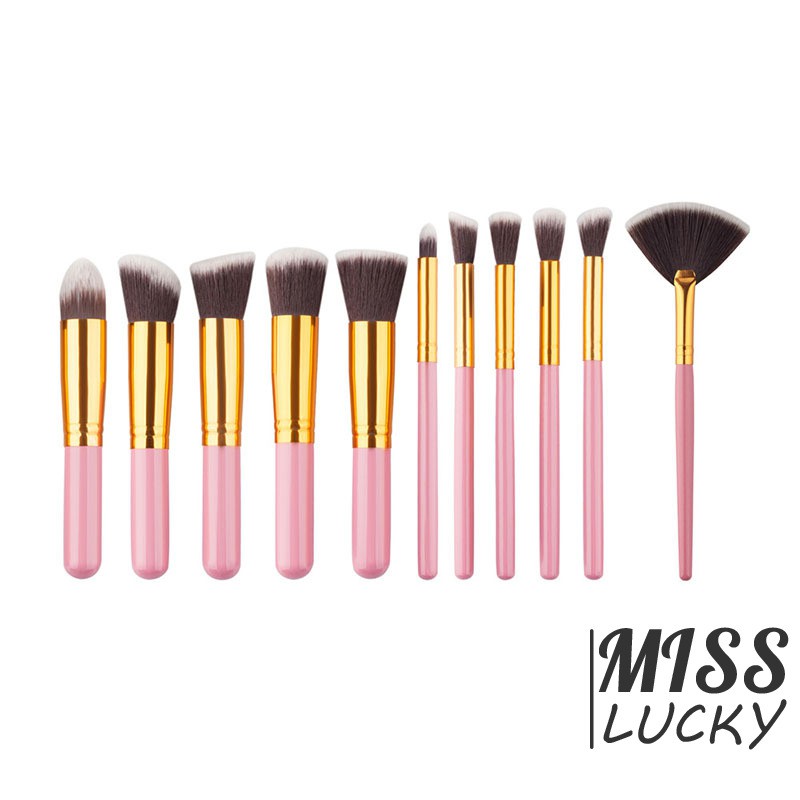 Set 10 cọ trang điểm nền/ má hồng và mắt mini mềm mại