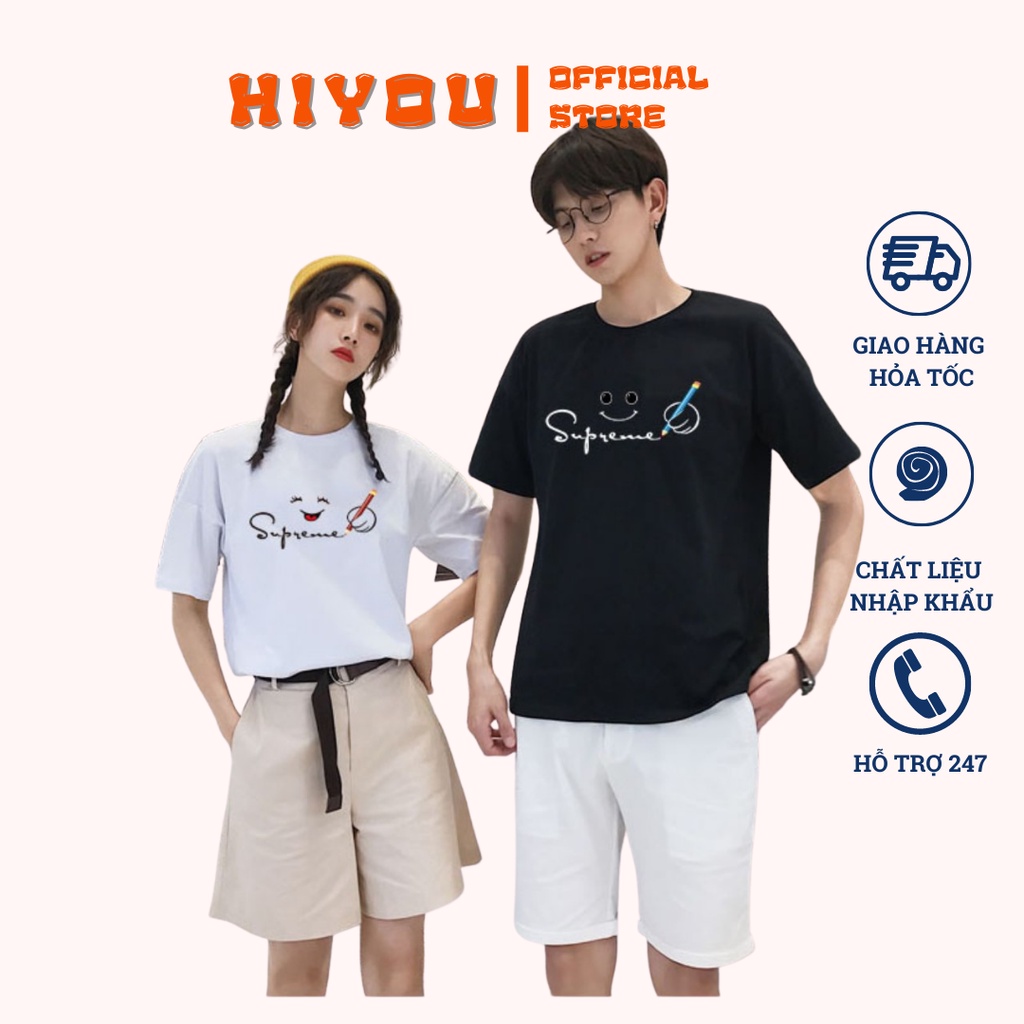 Áo thun nam nữ superme, áo phông đôi tay lỡ phom Unisex vải cotton co giãn mềm mịn mặc thoáng mát