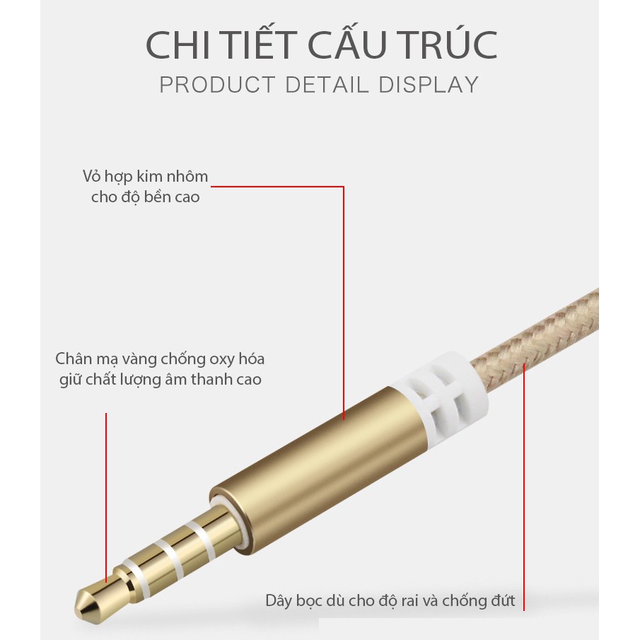 Dây nối dài 3M cho tai nghe và các thiết bị âm thanh chuẩn 3.5mm/4 khấc