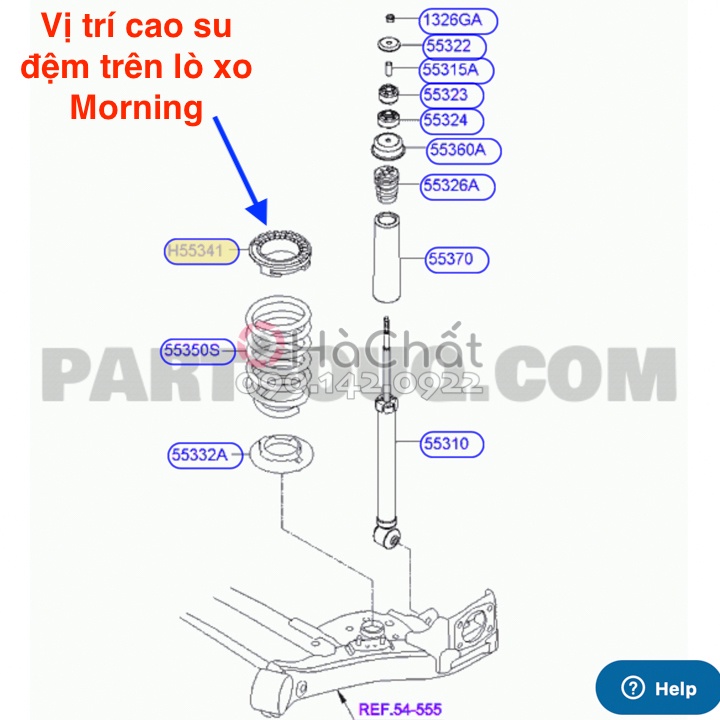 Cao Su Đệm Trên Lò Xo Giảm Xóc KIA MORNING 🚘 chính hãng nhập khẩu Hàn Quốc 🎯 5533107000