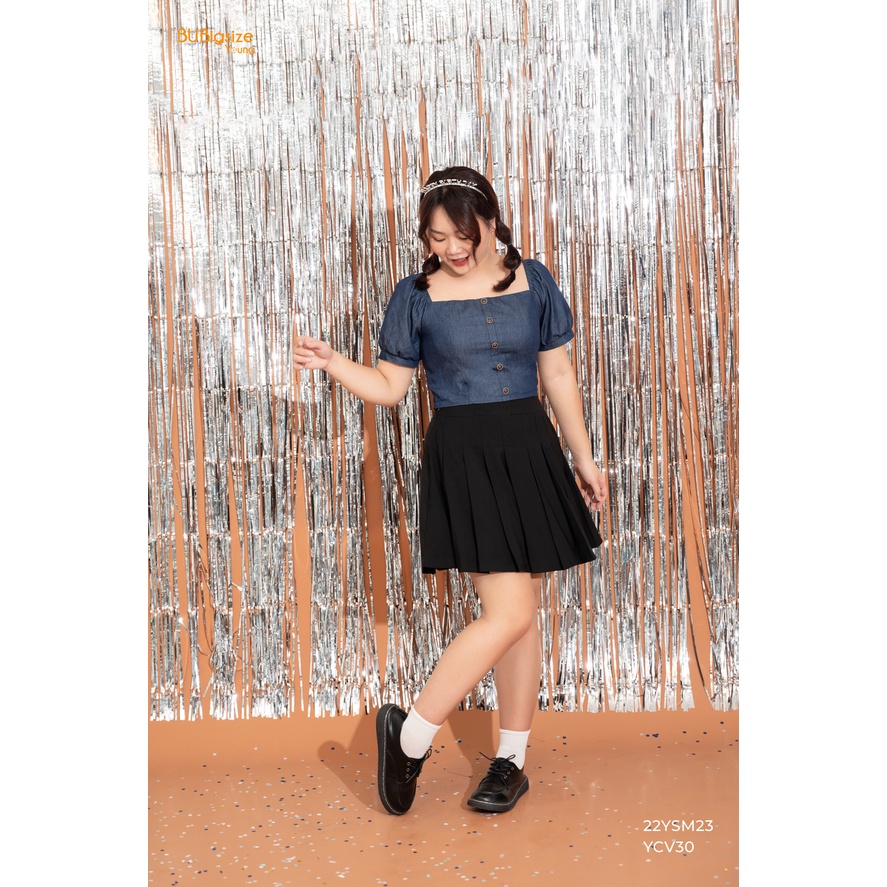 Áo croptop thiết kế tay bồng cổ vuông chun sau BIGSIZE (55kg đến 95kg) - 22YSM23 - [BU Bigsize Young]