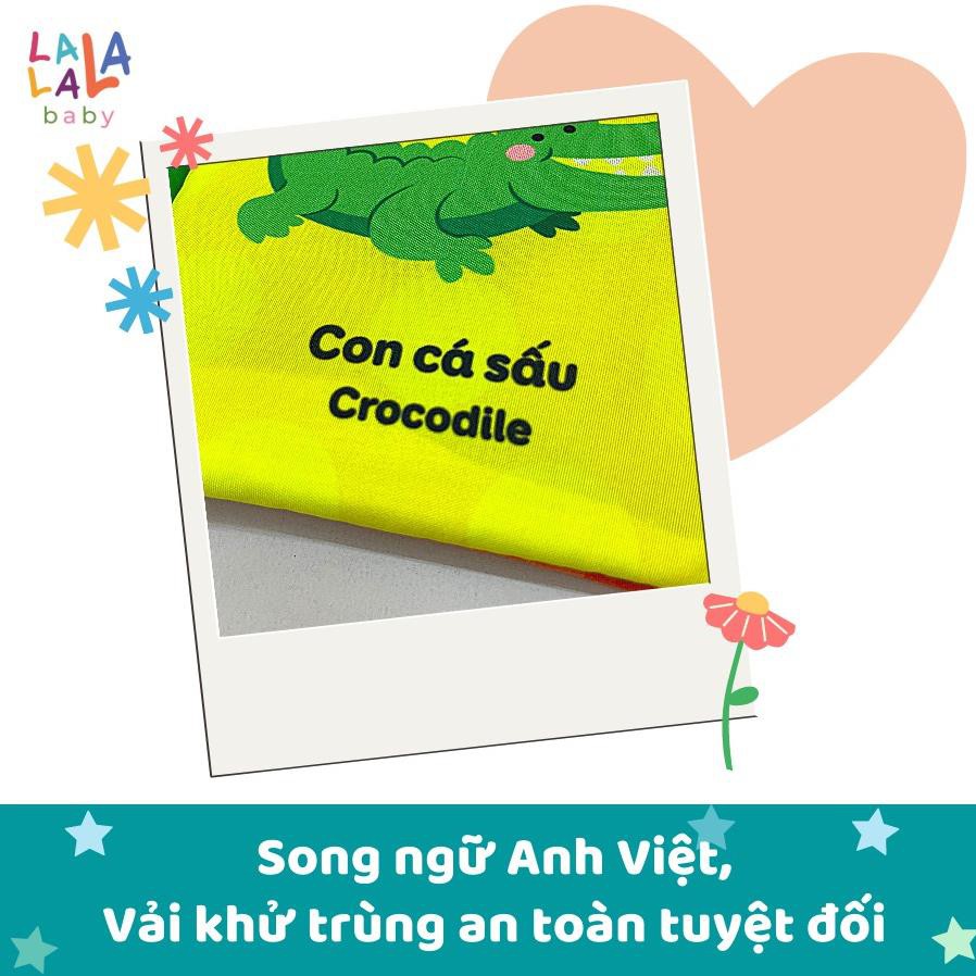 Combo 4 cuốn sách vải Lalala baby, kích thích đa giác quan, kích thước 15x15cm 12 trang (Số đếm, hình khối,màu sắc, chữ)