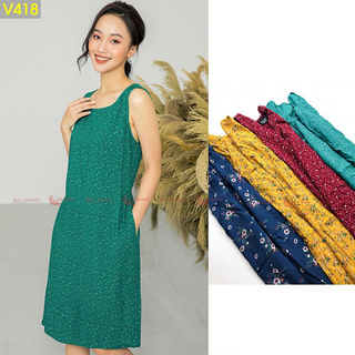 Váy Lanh Sát Nách Cổ Vuông 𝐂𝐀𝐑𝐃𝐈𝐍𝐀 Chất Liệu Lanh Nhung Thoáng Mát Mã V4