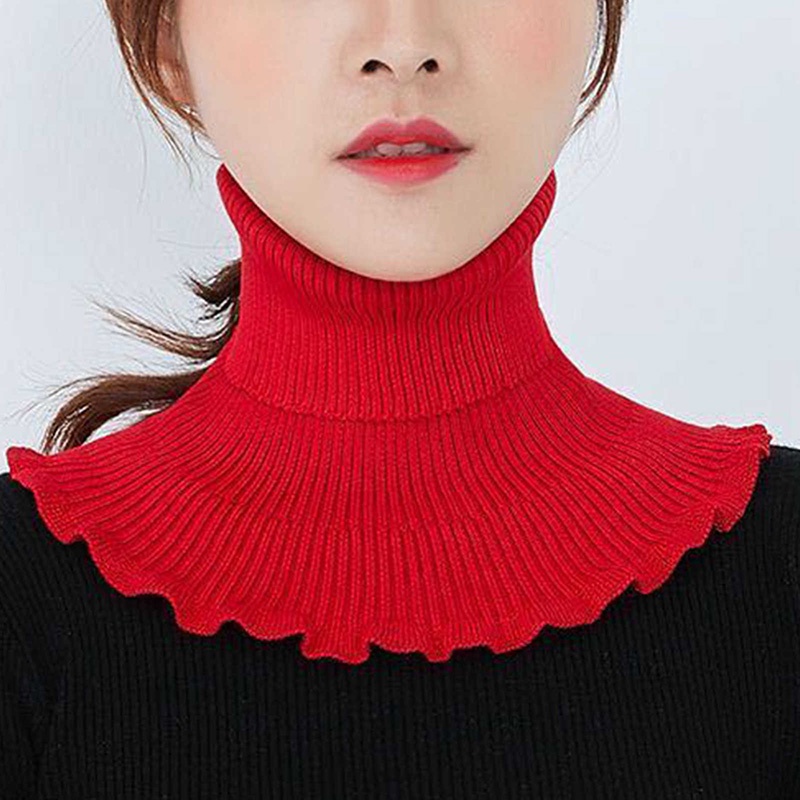 Cổ áo giả dệt kim kiểu nhún bèo thời trang mùa đông dành cho nữ