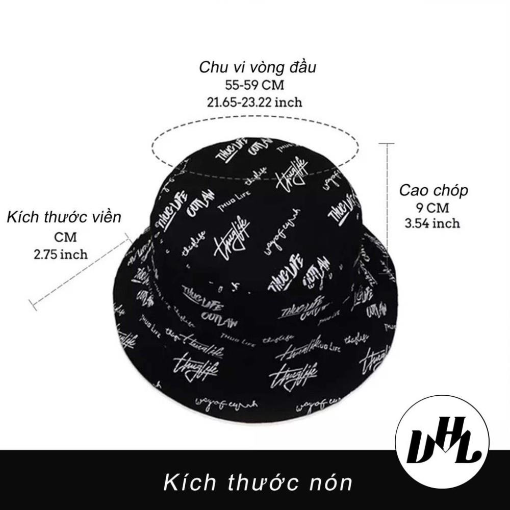 (Hàng VNXK) Nón thời trang, mũ Bucket vành tròn ThugLife vải Kaki đẹp chuẩn thời trang (Ảnh thật)