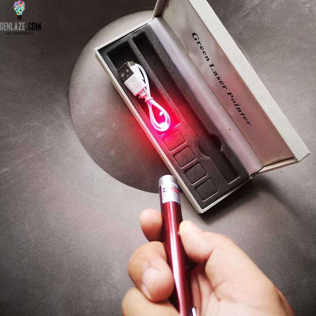 Bút Laser Sạc USB Tia Đỏ Vỏ Đỏ Cao Cấp siêu bền
