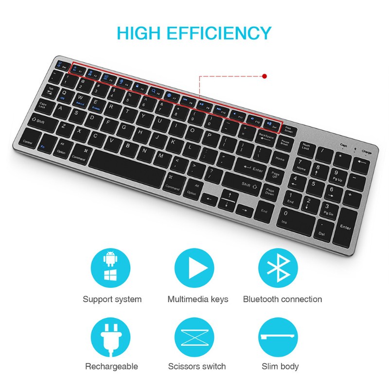 Bàn Phím Bluetooth Không Dây 102 Phím Có Thể Sạc Lại Cho Laptop / Tablet / Điện Thoại