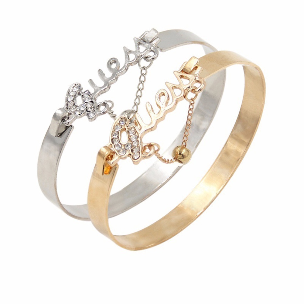 Vòng tay đính đá thiết kế chữ &quot;guess&quot; sang trọng cho nữ