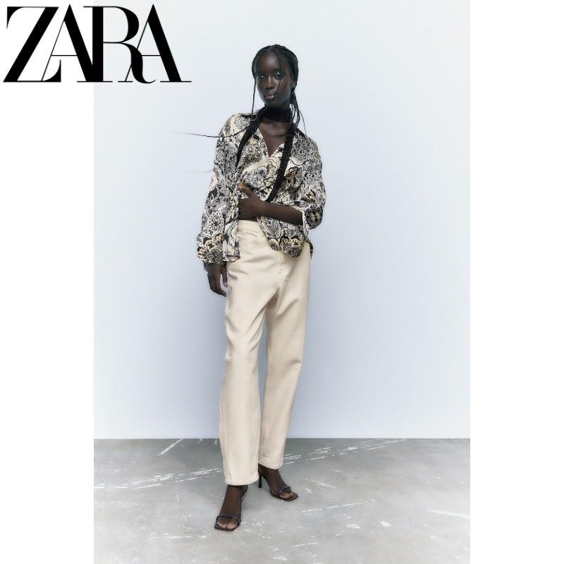 Zara Áo Sơ Mi Vải Lụa satin Thời Trang Mùa Hè Cá Tính 7969237