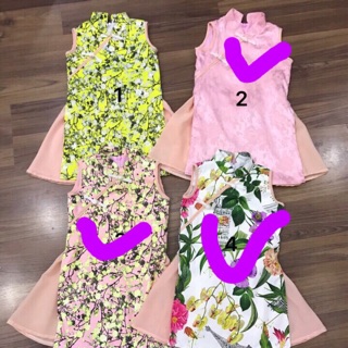 Combo 2ri áo dài cách tân bé gái và 1 ri áo fila kẻ