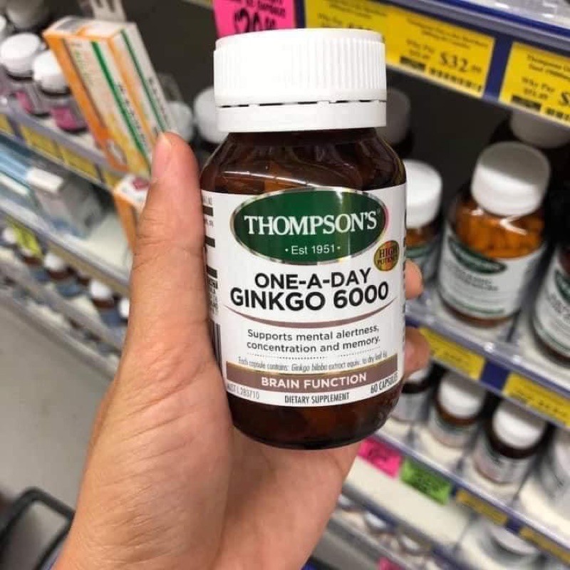 Viên uống bổ não, hoạt huyết dưỡng não - Thompson's One-A-Day Ginkgo 6000mg 60 viên - đủ bill Chemist Úc | BigBuy360 - bigbuy360.vn