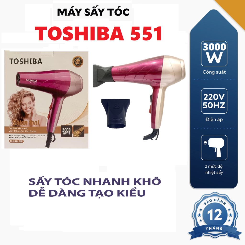 Máy Sấy Tóc 2 Chiều Nóng Lạnh Công Suất Lớn- Toshiba 551 3000W CHẤT LƯỢNG CAO