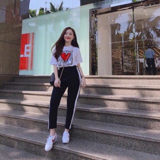 Quần Legging Sọc Trắng