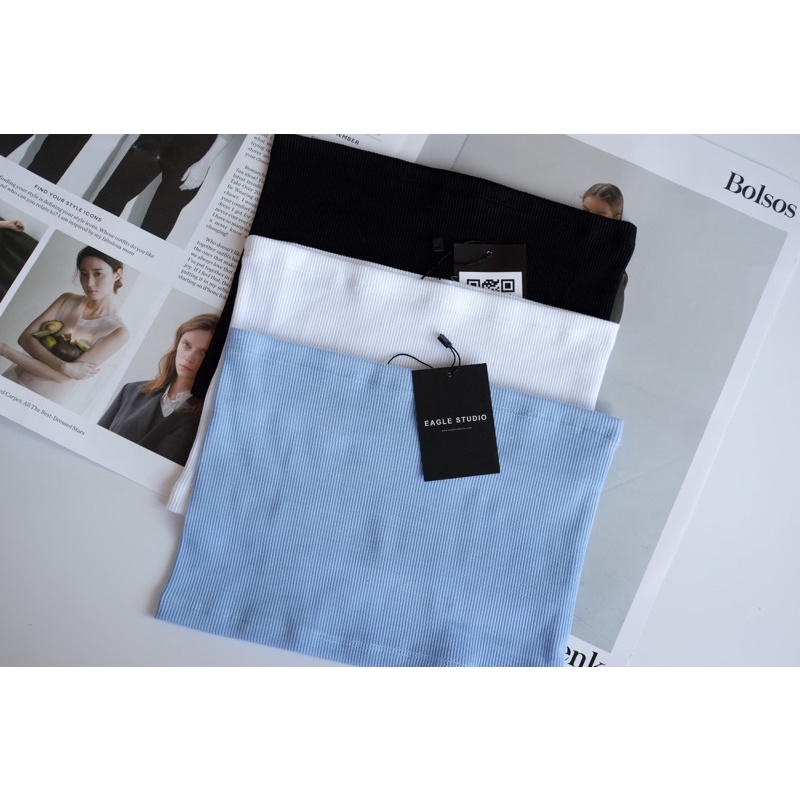 Áo ống quây ngực thun gân nữ kiểu croptop không tay dày dặn co giãn